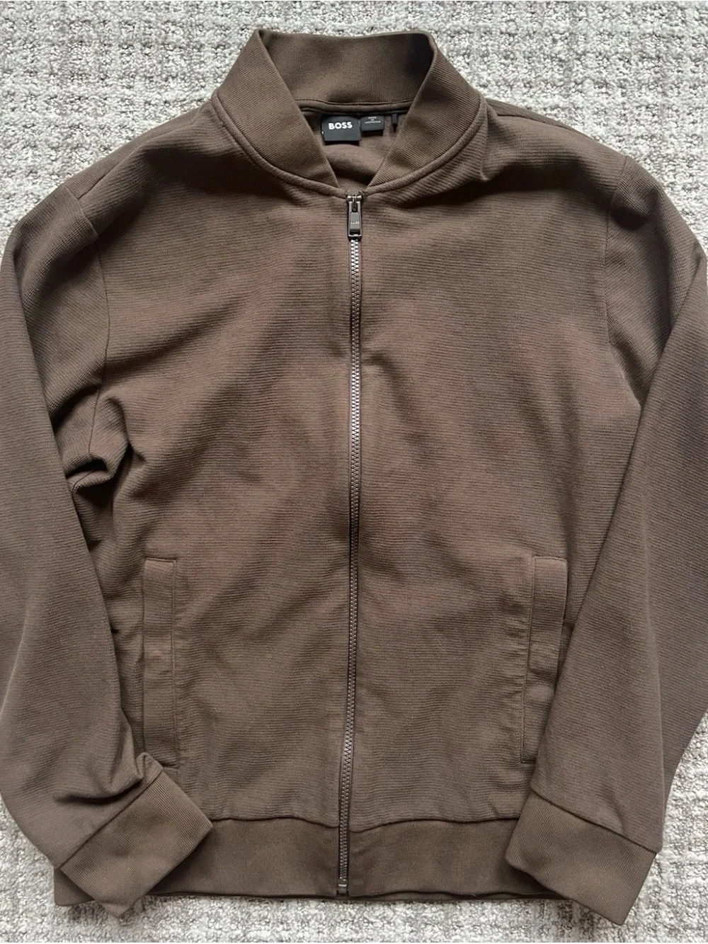 BOSS Men's Brown Full-Zip Sweater Jacket large